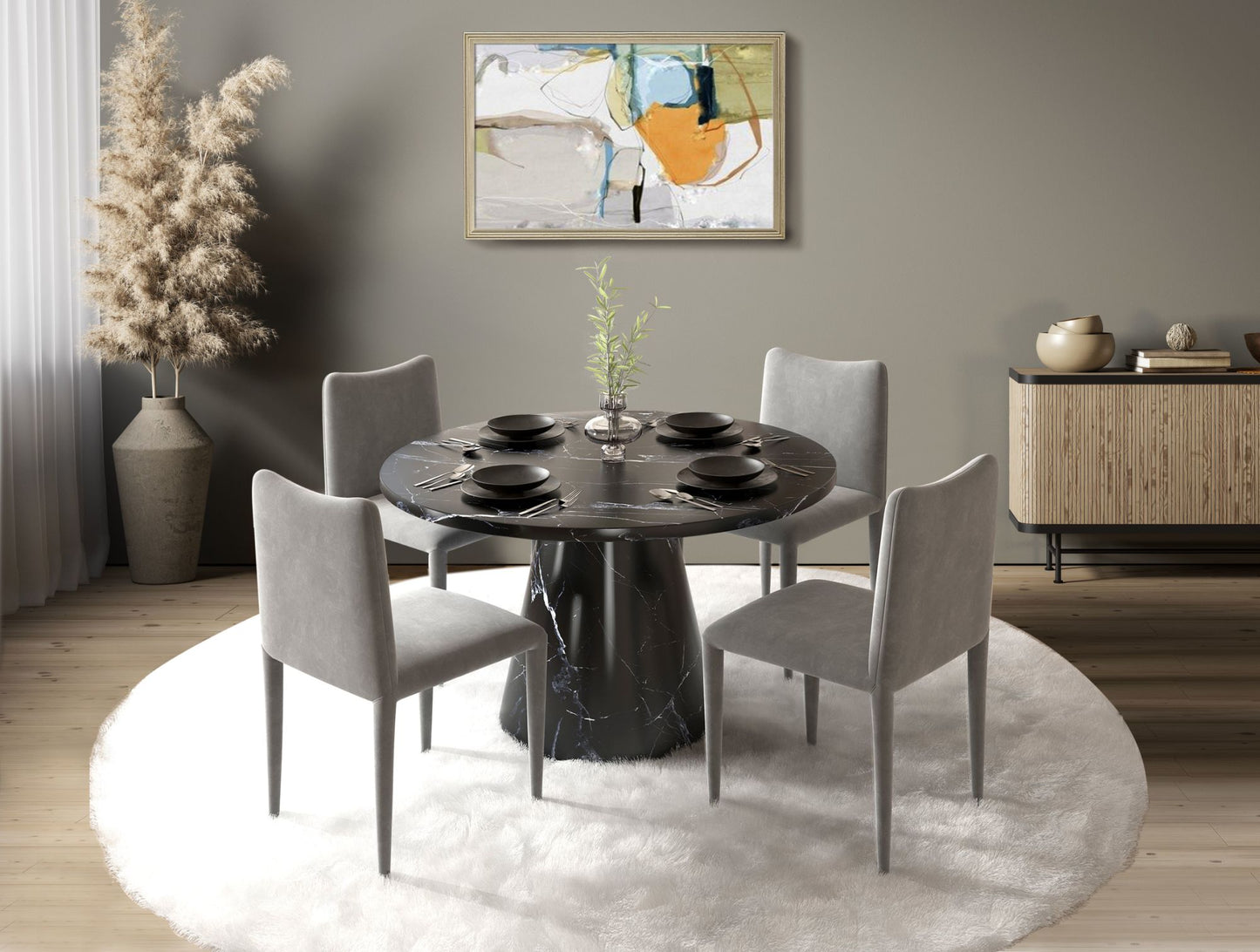 Hollis Dining Table, Engineering Stone Finish