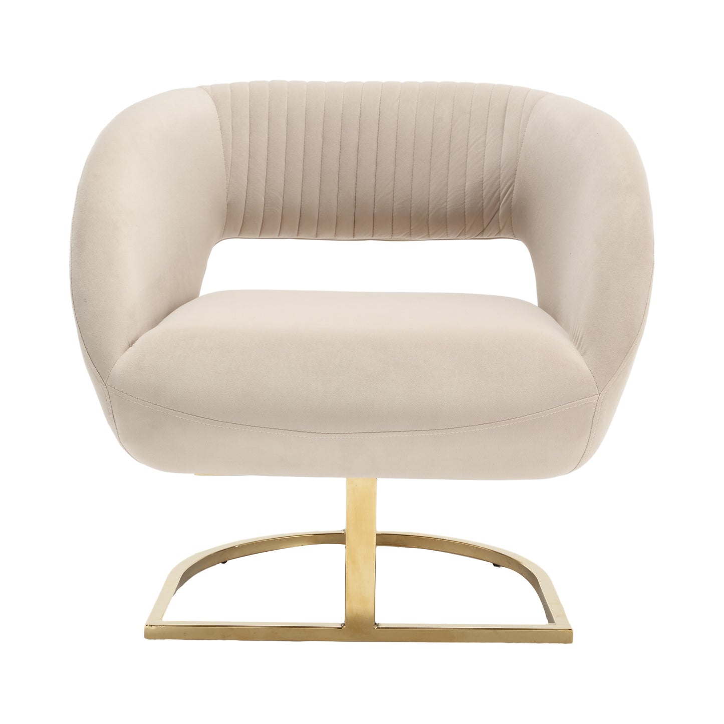 COOLMORE Modern Chair with Velvet Fabric, Mid-Century Chair with Wide Upholstered, Armchair for Living Room, Lounge, Bedroom (Beige)