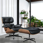 Living Room Standard Size Lounge Chair Armchair With Ottoman Genuine Leather Swivel Chair