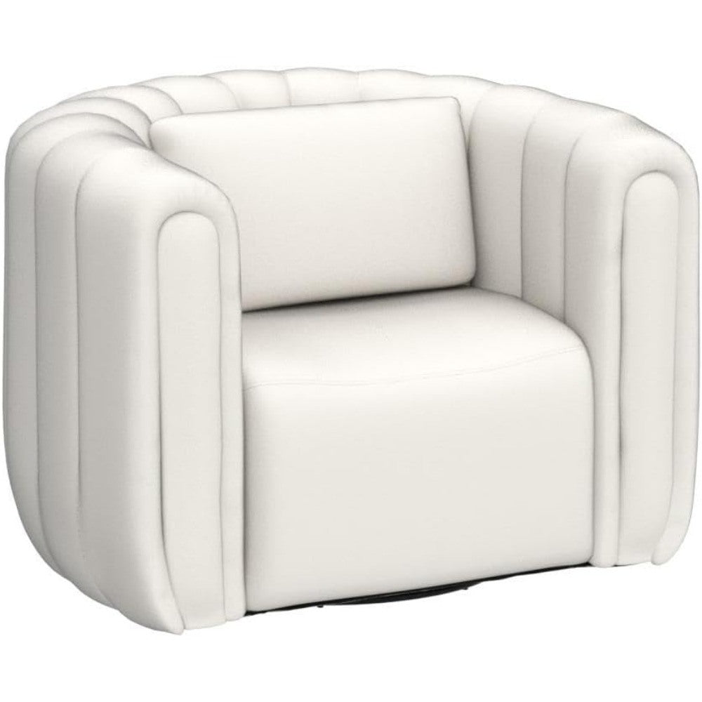 ANJ Swivel Barrel Chair with Plump Pillow, Modern Channel Dutch Velvet Accent Chair, Comfy Round Armchair, Swivel Accent Chairs