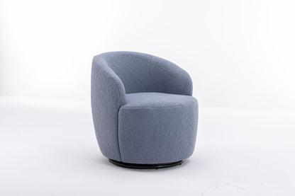 fabric swivel accent armchair barrel chair with black powder coating metal ring