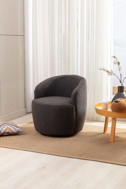 fabric swivel accent armchair barrel chair with black powder coating metal ring