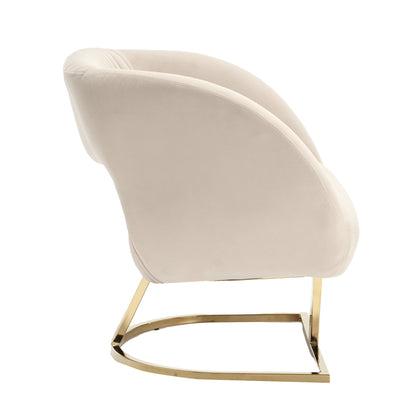 COOLMORE Modern Chair with Velvet Fabric, Mid-Century Chair with Wide Upholstered, Armchair for Living Room, Lounge, Bedroom (Beige)