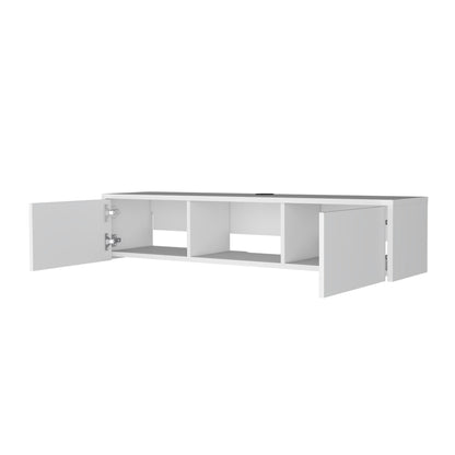 Tabor Floating TV Stand, Wall Unit with 2 Doors and Open Shelf