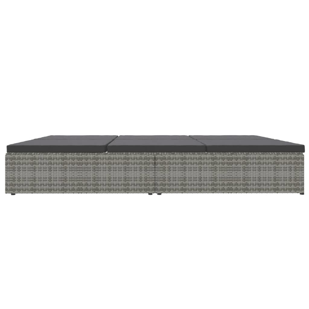 Convertible Sun Bed with Cushions Poly Rattan Dark Gray