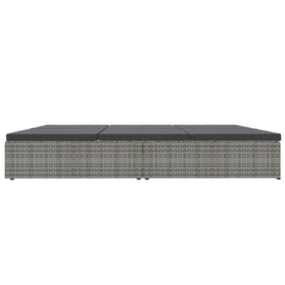 Convertible Sun Bed with Cushions Poly Rattan Dark Gray