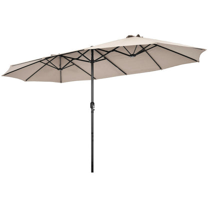 15 Feet Patio Double-Sided Umbrella with Hand-Crank System - Gallery View 2 of 10