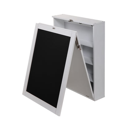 Floating Wall Mounted Table, Foldable Desk with Storage Shelves and Blackboard