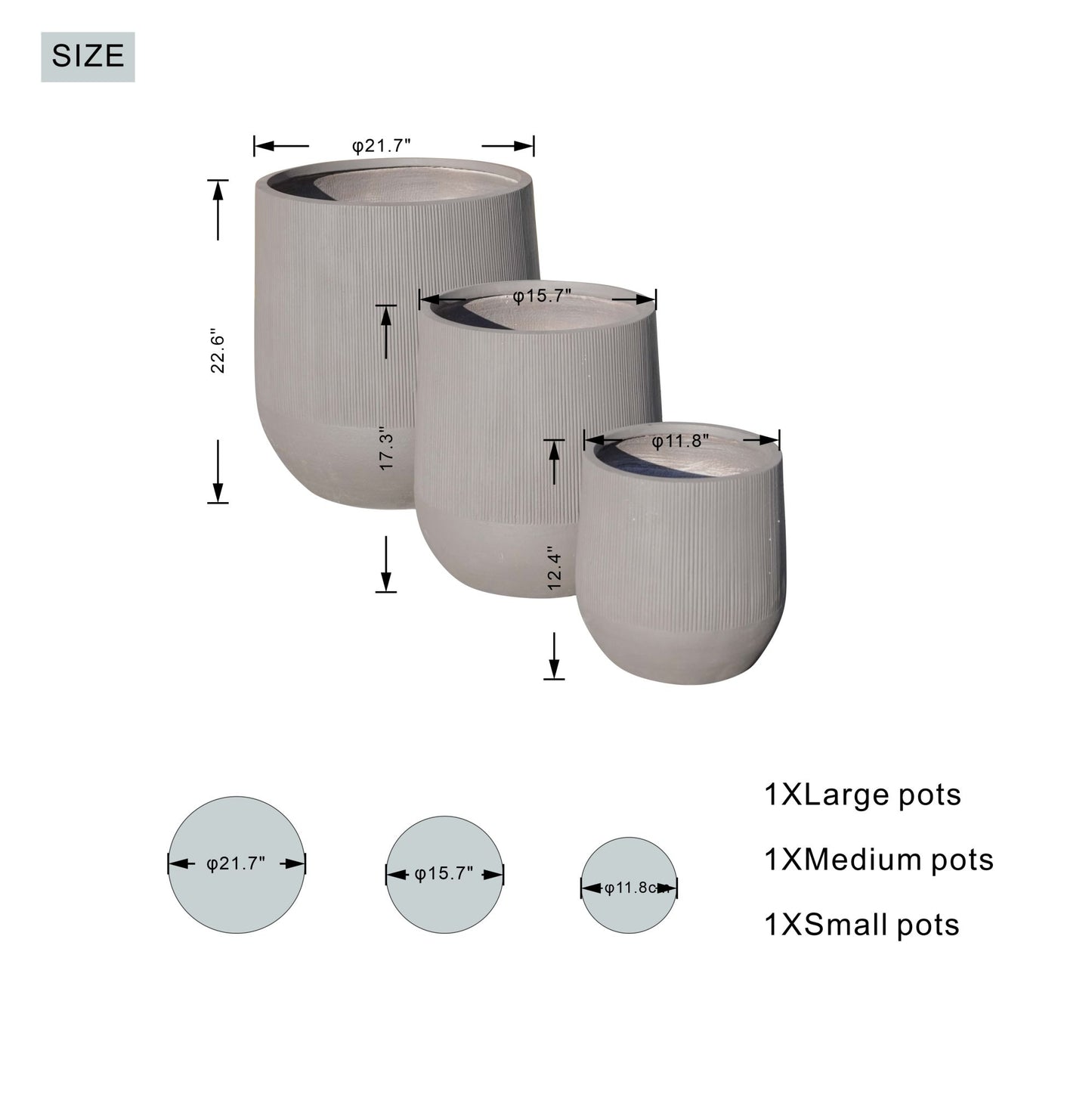 Outdoor Garden Faux Cement Pattern Planters Set of 3 with Drainage Holes