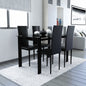 5PCS Tempered Glass Black Dining Table Chair Set Simple Rectangular Living Room Kitchen Table W/4 High-End Dining Chair [US-W]