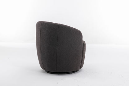 fabric swivel accent armchair barrel chair with black powder coating metal ring