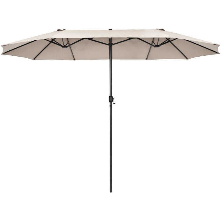 15 Feet Patio Double-Sided Umbrella with Hand-Crank System - Gallery View 2 of 10