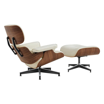 Living Room Standard Size Lounge Chair Armchair With Ottoman Genuine Leather Swivel Chair