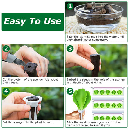 120Pcs Seed Pod Kit Hydroponic Garden Growing Containers Grow Anything Kit with 30Pcs Baskets 30Pcs Lids 30Pcs Sponged 30Pcs Stickers