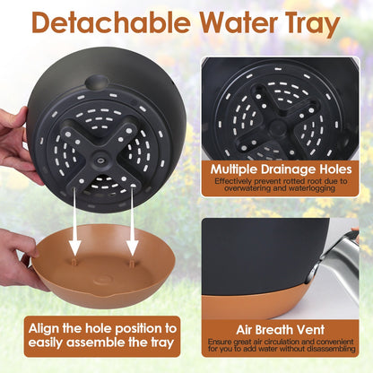 Hanging Planter with Drainage Holes Removable Self-Watering Tray Plastic Hanging