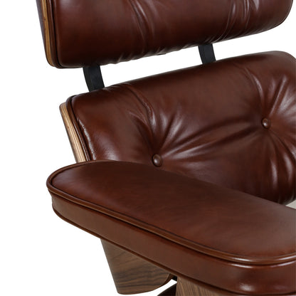 Living Room Standard Size Lounge Chair Armchair With Ottoman Genuine Leather Swivel Chair