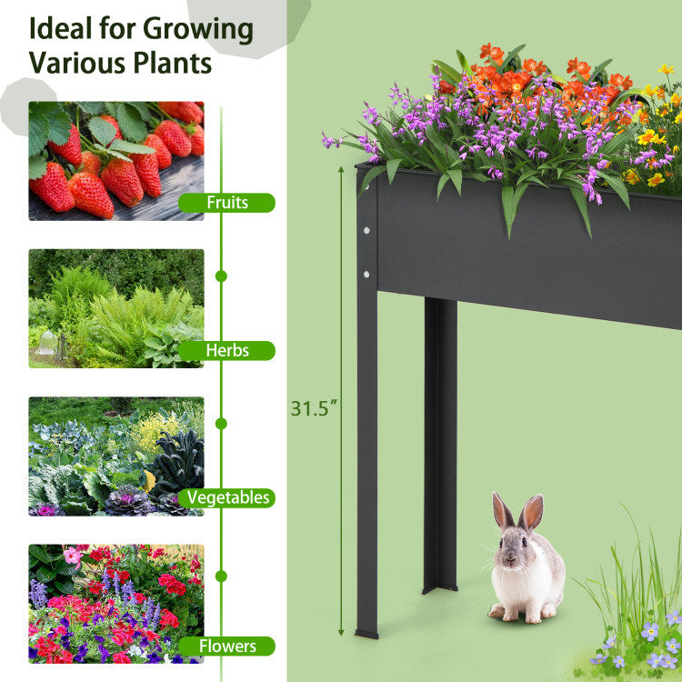 Metal Raised Garden Bed with Legs and Drainage Hole for Vegetable Flower