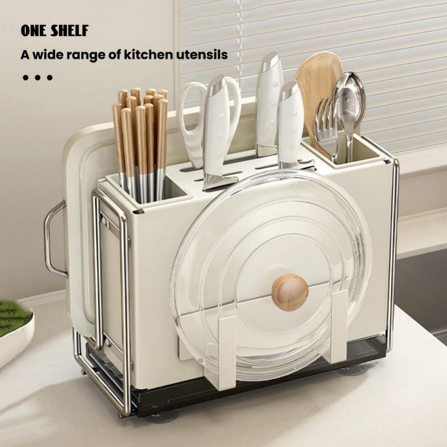 Knife Block Holder, Universal Knife Block, Kitchen Knife Holder, Kitchen Knife Rack Shelf, Magnetic Chopsticks Cage Chopping Board Put Chopping Board Knife One Storage Rack