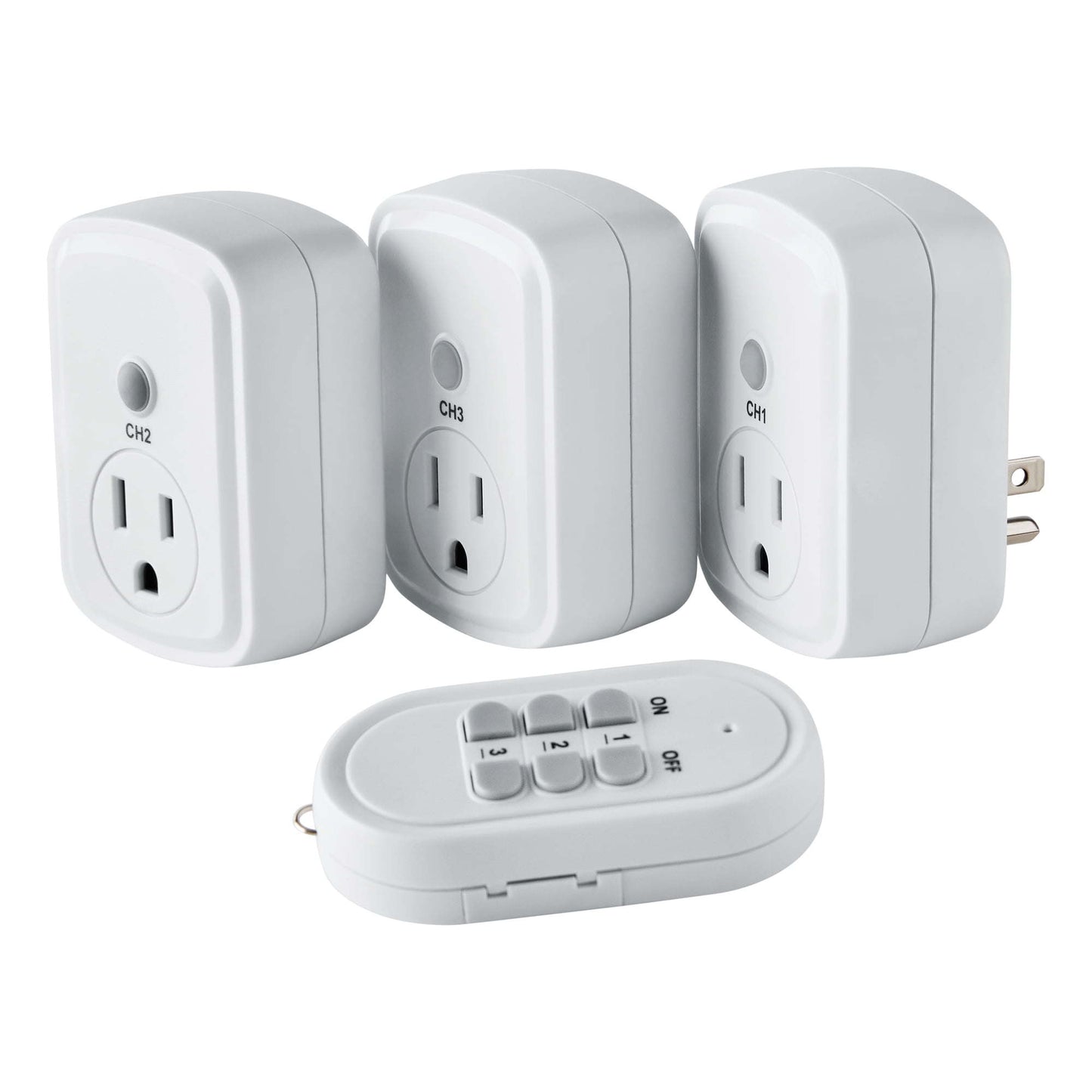 Hyper Tough Indoor 3 Pack 1-Outlet Wireless Remote Control, White