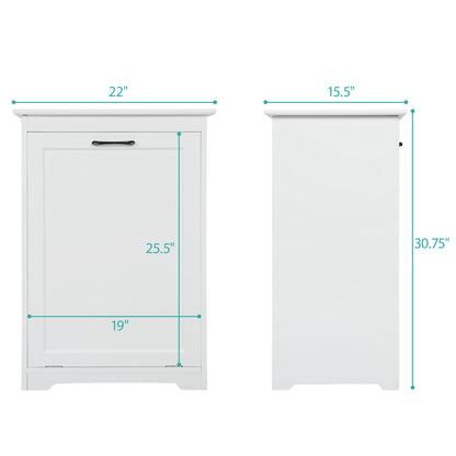 Trash Can Cabinet with Adjustable Tilted Angles;  Kitchen Garbage Bin Holder for Kitchen;  Living Room and Balcony;  White