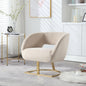 COOLMORE Modern Chair with Velvet Fabric, Mid-Century Chair with Wide Upholstered, Armchair for Living Room, Lounge, Bedroom (Beige)