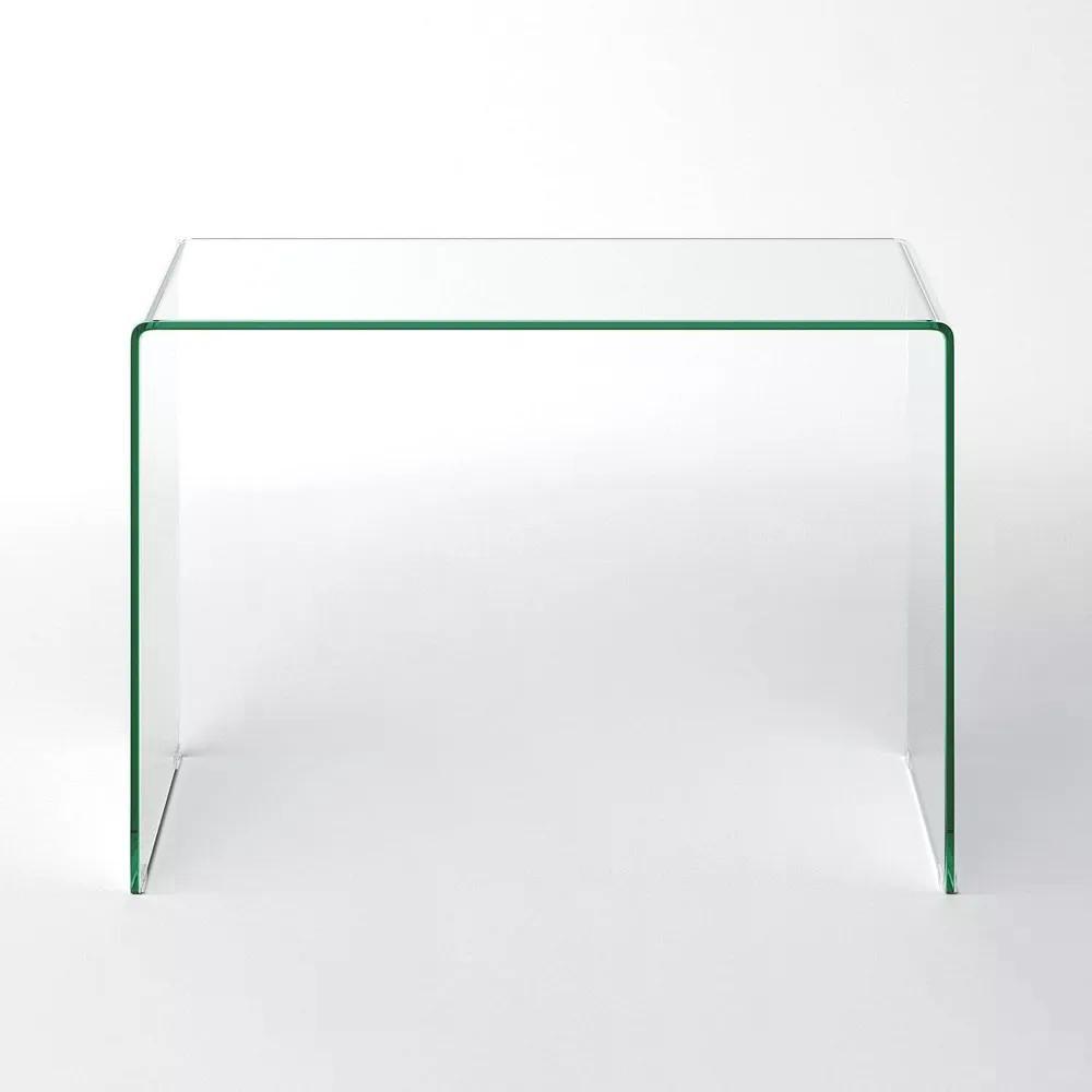 Bent Glass Computer Desk Rectangular Shaped PC Laptop Workstation Table for Home Office