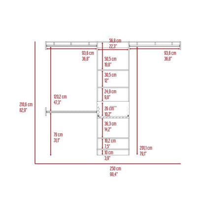 250 Closet System British, Bedroom, Dark Walnut