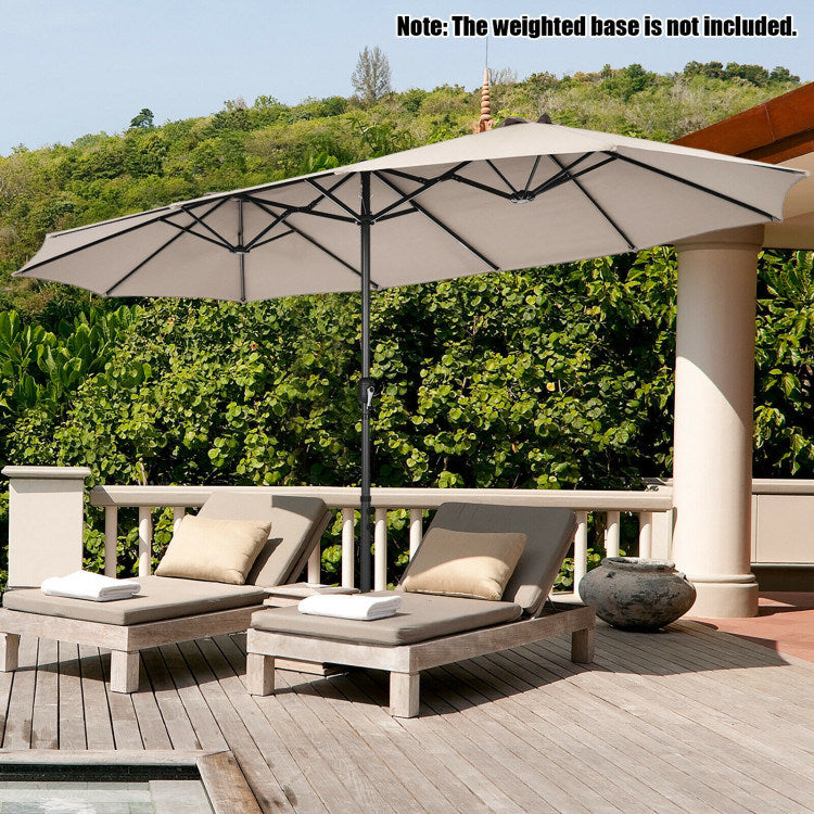 15 Feet Patio Double-Sided Umbrella with Hand-Crank System - Gallery View 2 of 10