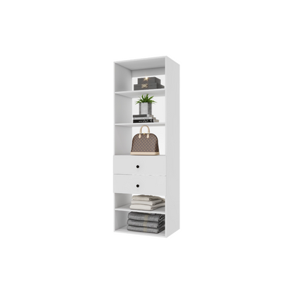 Livelylodge Wooden Modular Closet System :Closet Organizer Modern Open Wardrobe Closet System with 2 Drawers for Bedroom&Coatroom White Finish