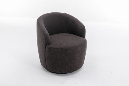 fabric swivel accent armchair barrel chair with black powder coating metal ring