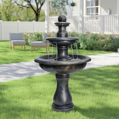 Concrete Outdoor Waterfall Fountain with Pump