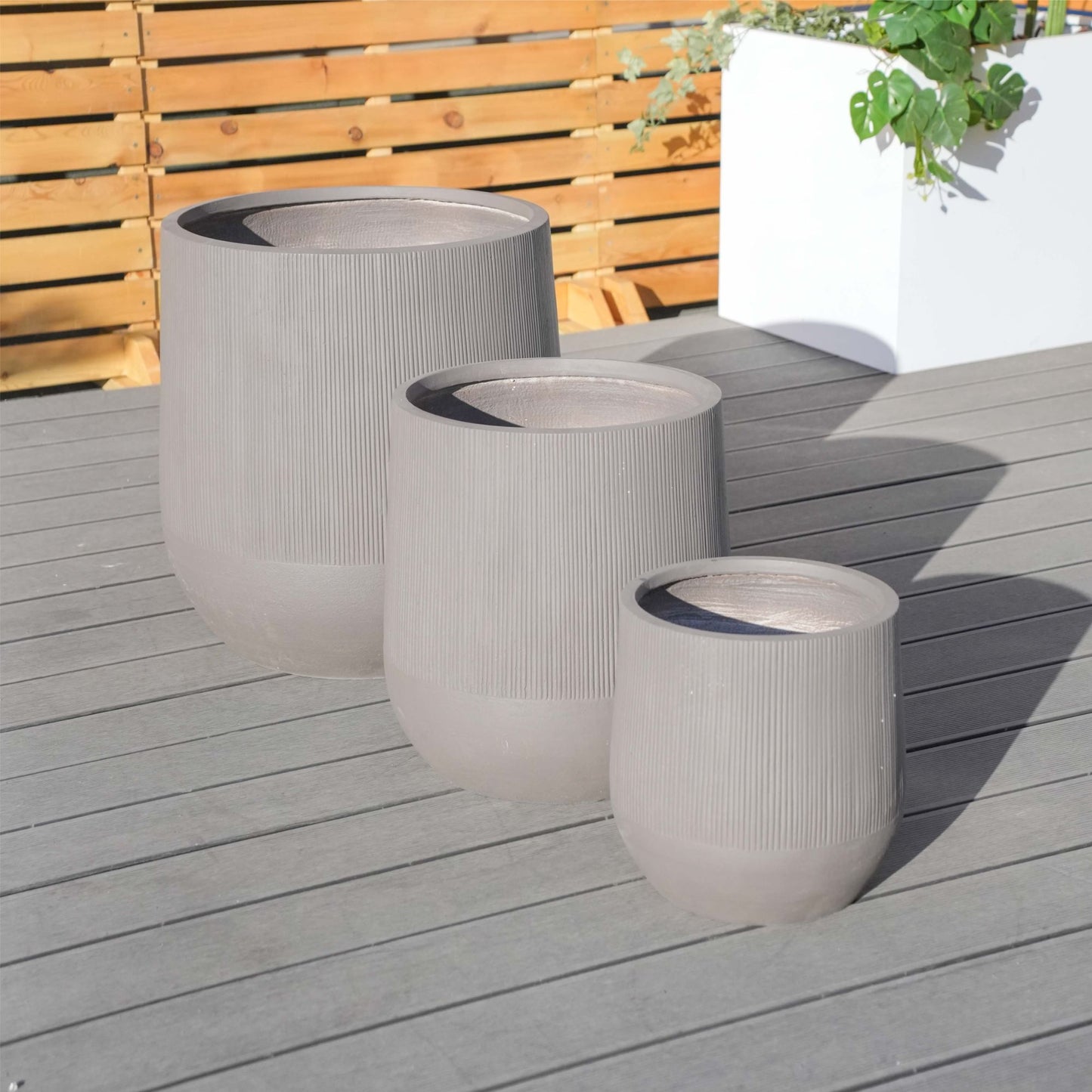 Outdoor Garden Faux Cement Pattern Planters Set of 3 with Drainage Holes