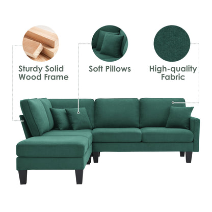 Terrycloth Modern Sectional Sofa,5-Seat Practical Couch Set with Chaise Lounge w 3 pillows