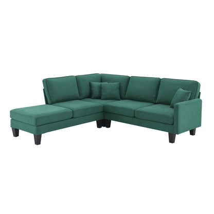 Terrycloth Modern Sectional Sofa,5-Seat Practical Couch Set with Chaise Lounge w 3 pillows