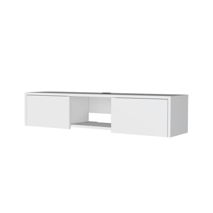 Tabor Floating TV Stand, Wall Unit with 2 Doors and Open Shelf