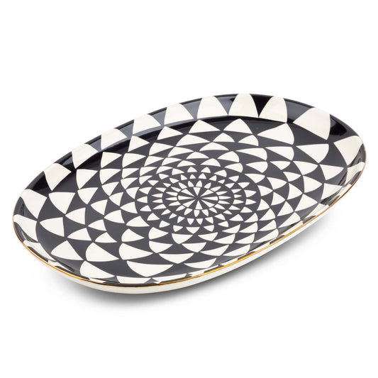 Thyme & Table Stoneware Oval Serve Platter, Medallion