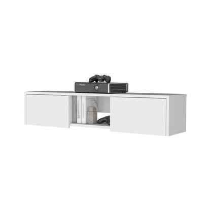 Tabor Floating TV Stand, Wall Unit with 2 Doors and Open Shelf