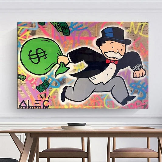 Hand Painted Oil Painting  Alec Monopoly Painting Wall Street Art Modern Abstract Living Room Hallway Bedroom Luxurious Decorative Painting