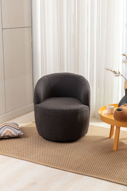 fabric swivel accent armchair barrel chair with black powder coating metal ring