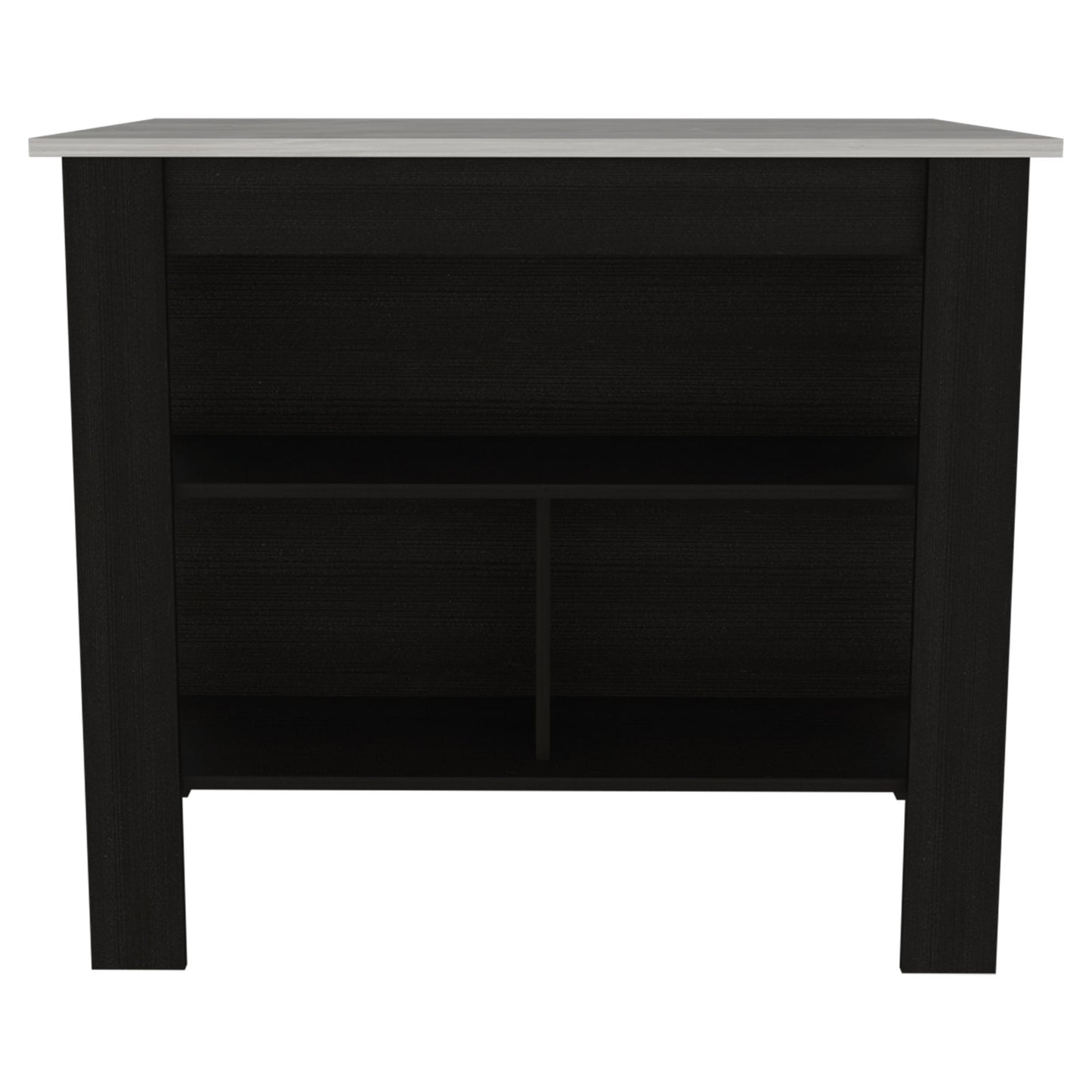 Rockaway 3-Shelf Kitchen Island Black and Ibiza Marble