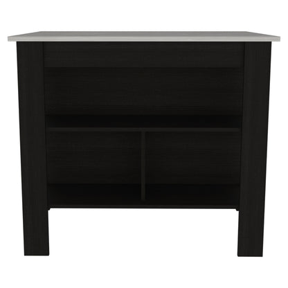 Rockaway 3-Shelf Kitchen Island Black and Ibiza Marble