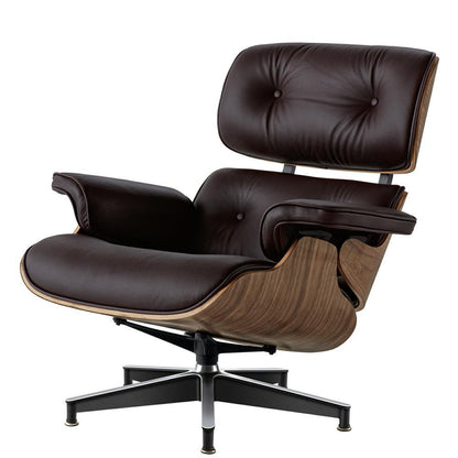 Living Room Standard Size Lounge Chair Armchair With Ottoman Genuine Leather Swivel Chair