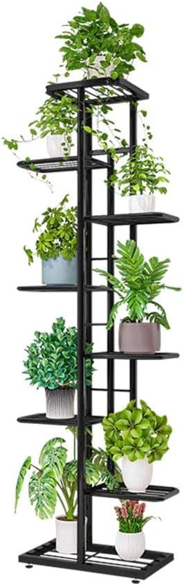 8 Tier Metal Plant Stand for Indoor Outdoor Flower Pot Display Planter Shelf, Charcoal Grey