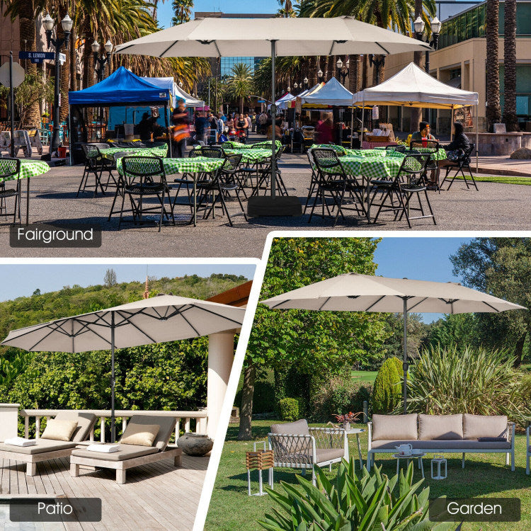 15 Feet Patio Double-Sided Umbrella with Hand-Crank System - Gallery View 2 of 10