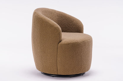 fabric swivel accent armchair barrel chair with black powder coating metal ring