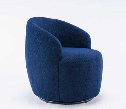 fabric swivel accent armchair barrel chair with black powder coating metal ring