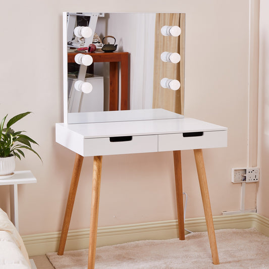 Adjustable LED lights with mirror, 2 usb plug dresser