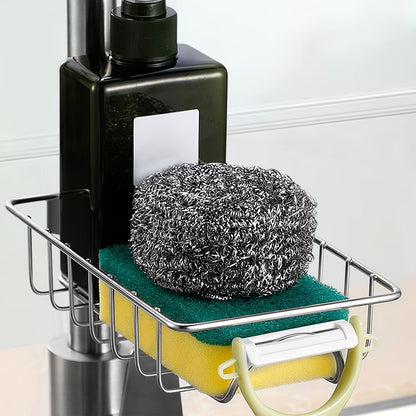 1pc Sink Storage Rack; Kitchen Stainless Steel Sink Shelving For Putting Sponges; Scrubbers; Towel