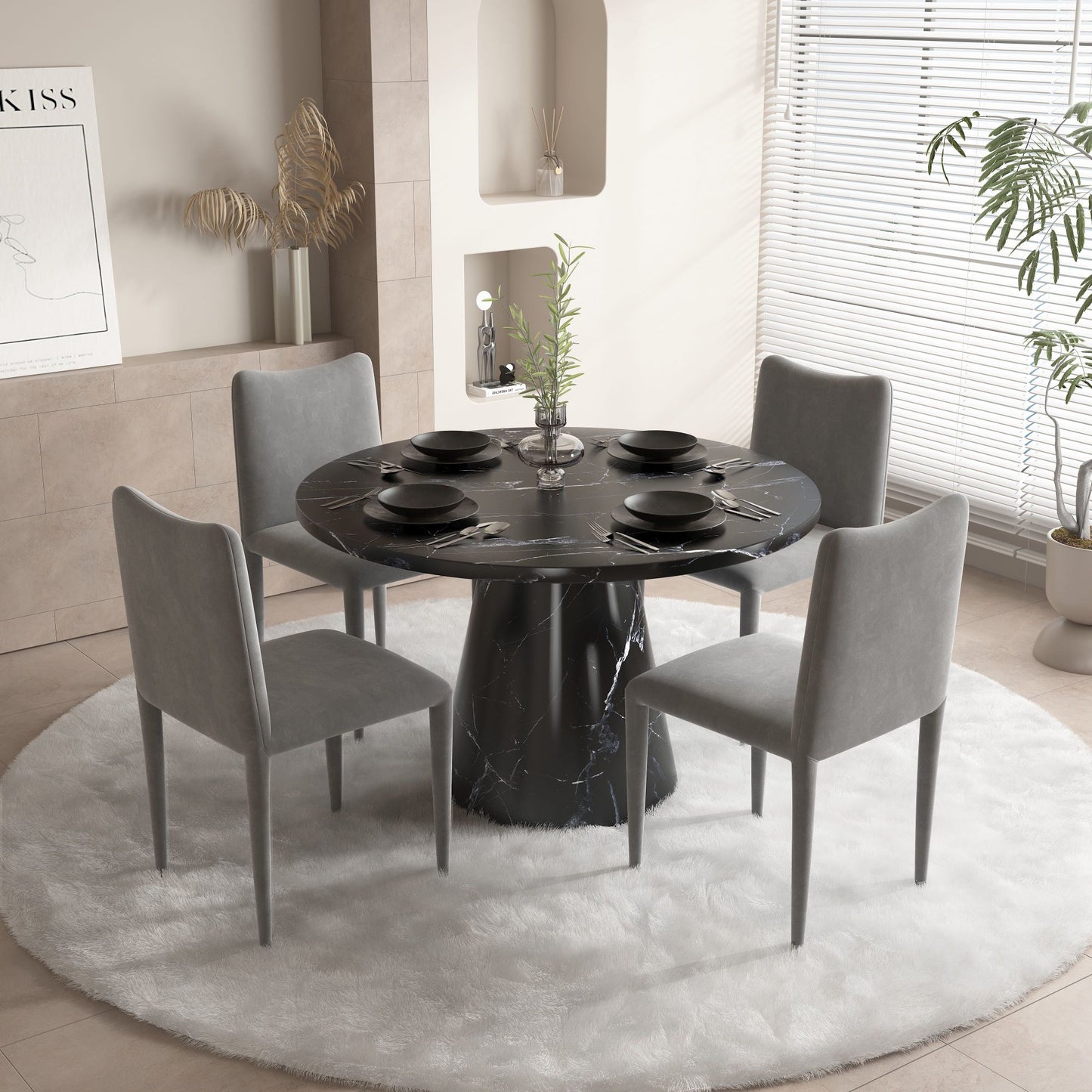 Hollis Dining Table, Engineering Stone Finish