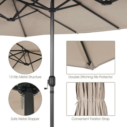 15 Feet Patio Double-Sided Umbrella with Hand-Crank System - Gallery View 2 of 10